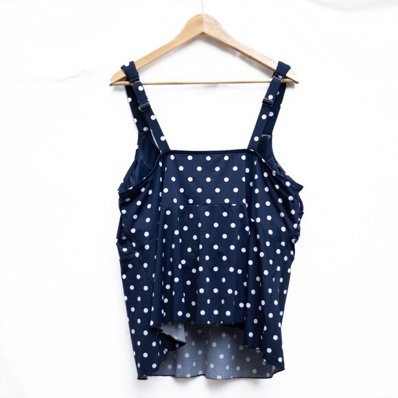 Lands' End Tankini Swim Set Women's 2X 20W 22W Blue Polka Dot Top & Bottom NWT - Picture 6 of 13